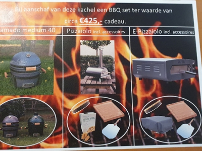 Bij aanschaf kachel een BBQ-set t.w.v. € 425,- cadeau!