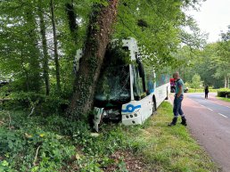 Lijnbus botst frontaal tegen boom in Ermelo 